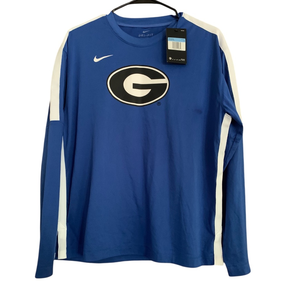 Nike NWT Georgia Bulldogs Dri-FIT Long Sleeve Shooting Shirt Royal Blue Sz M
